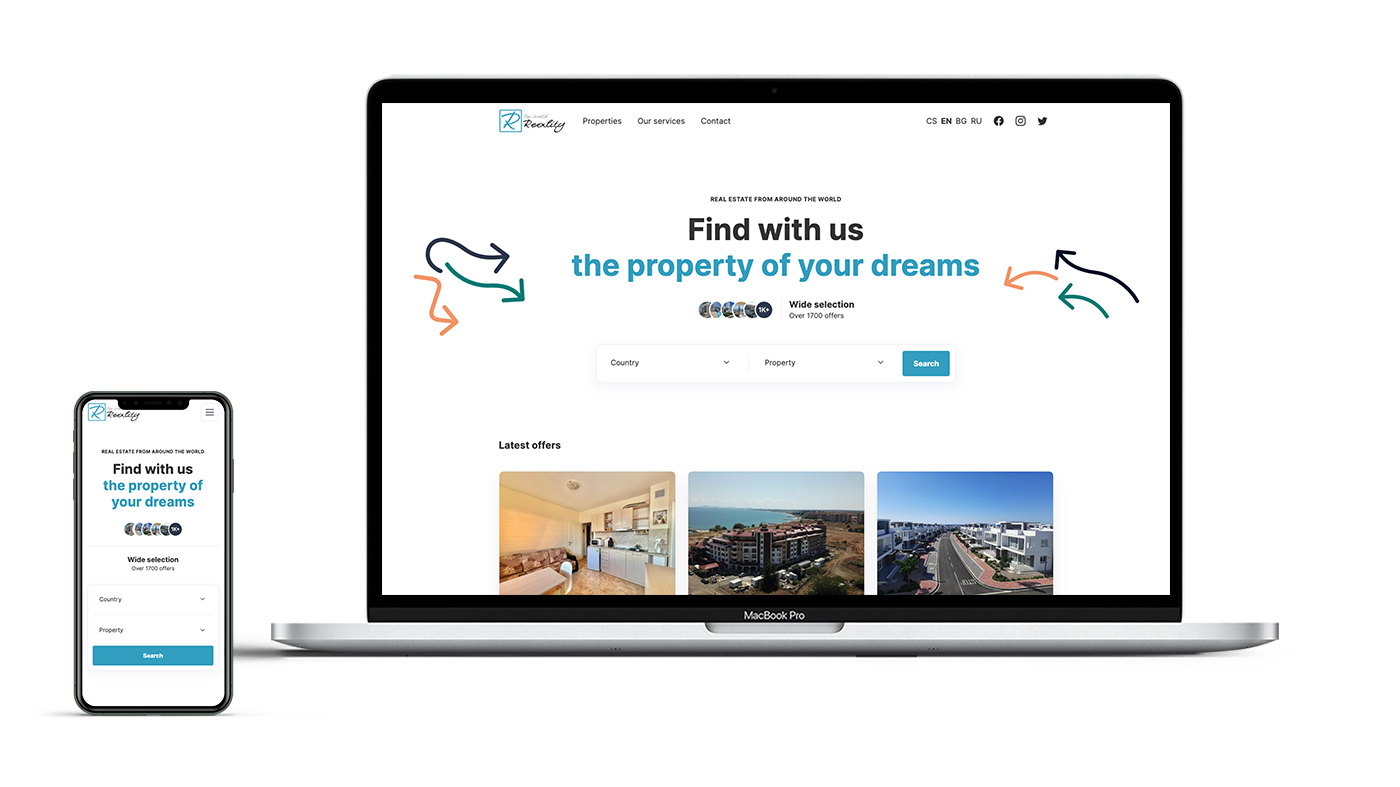 Custom website with the full property offer